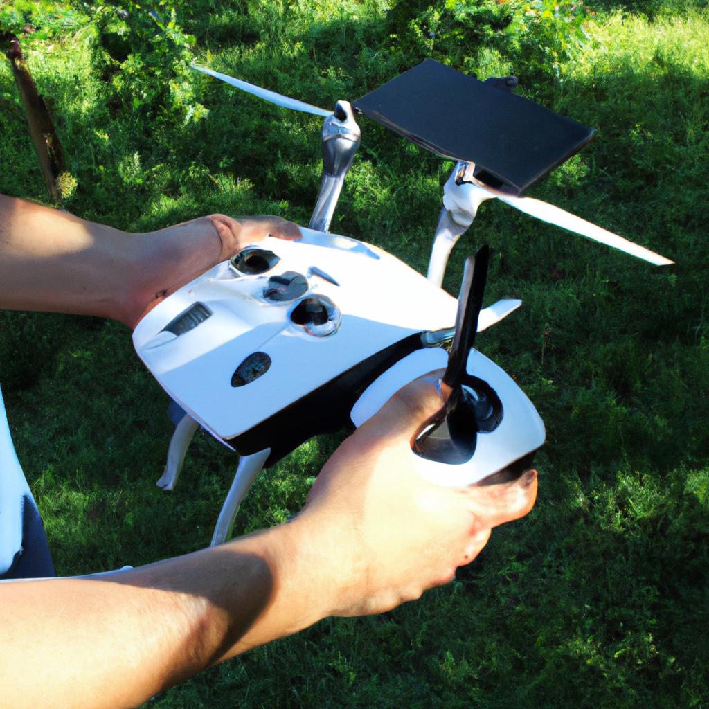 Person operating surveillance drone technology
