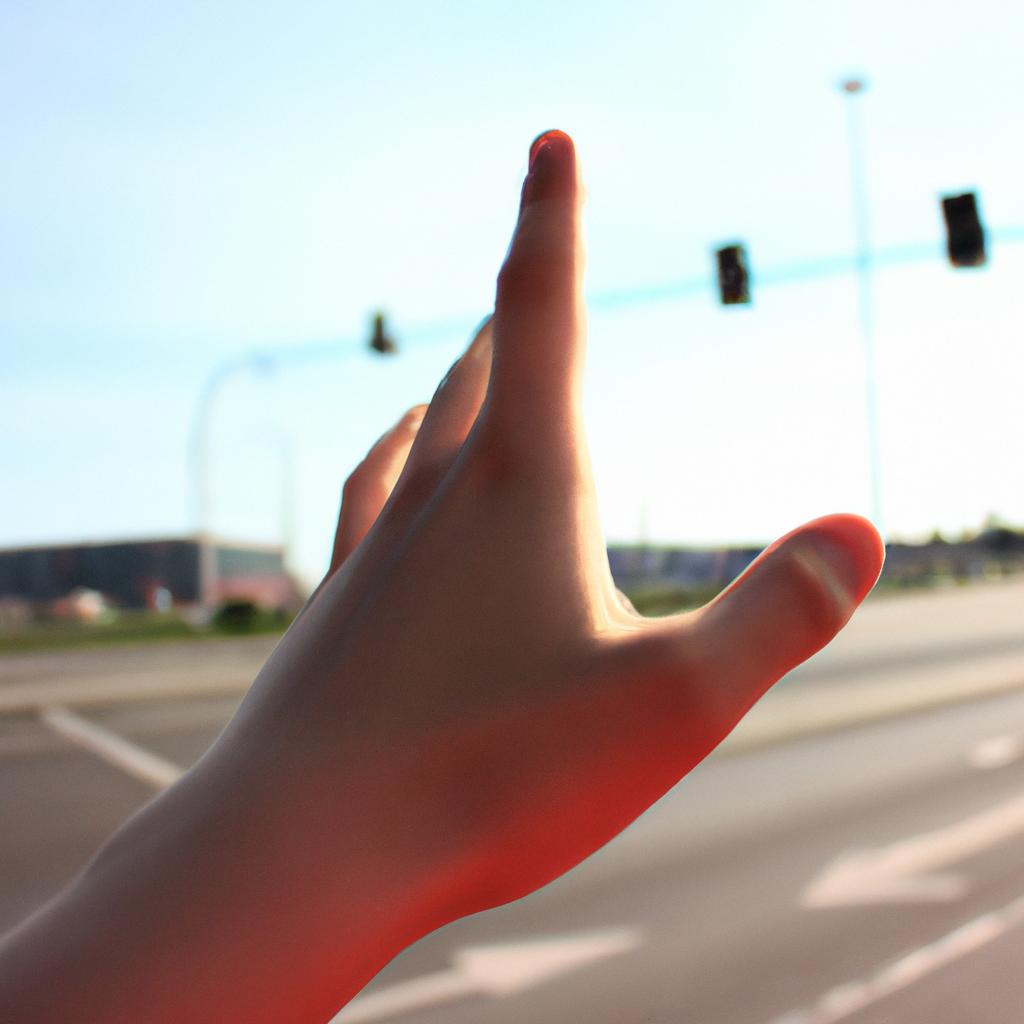 Person directing traffic with hand